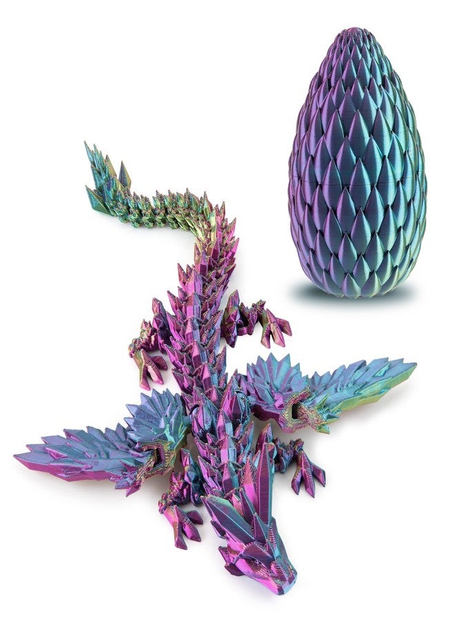 Dxldfks 3D Printed Dragon with Egg, Articulated Crystal 9" Winged Dragons and 5.5" Eggs for Easter Basket Stuffers Home Office Decoration Gift, PurpleYellowBlue - Image 1